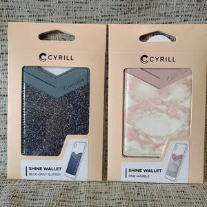 Cyrill Shine Wallet 2pk Blue-Gray Glitter Pink Marble Phone Card Holder AMP01185